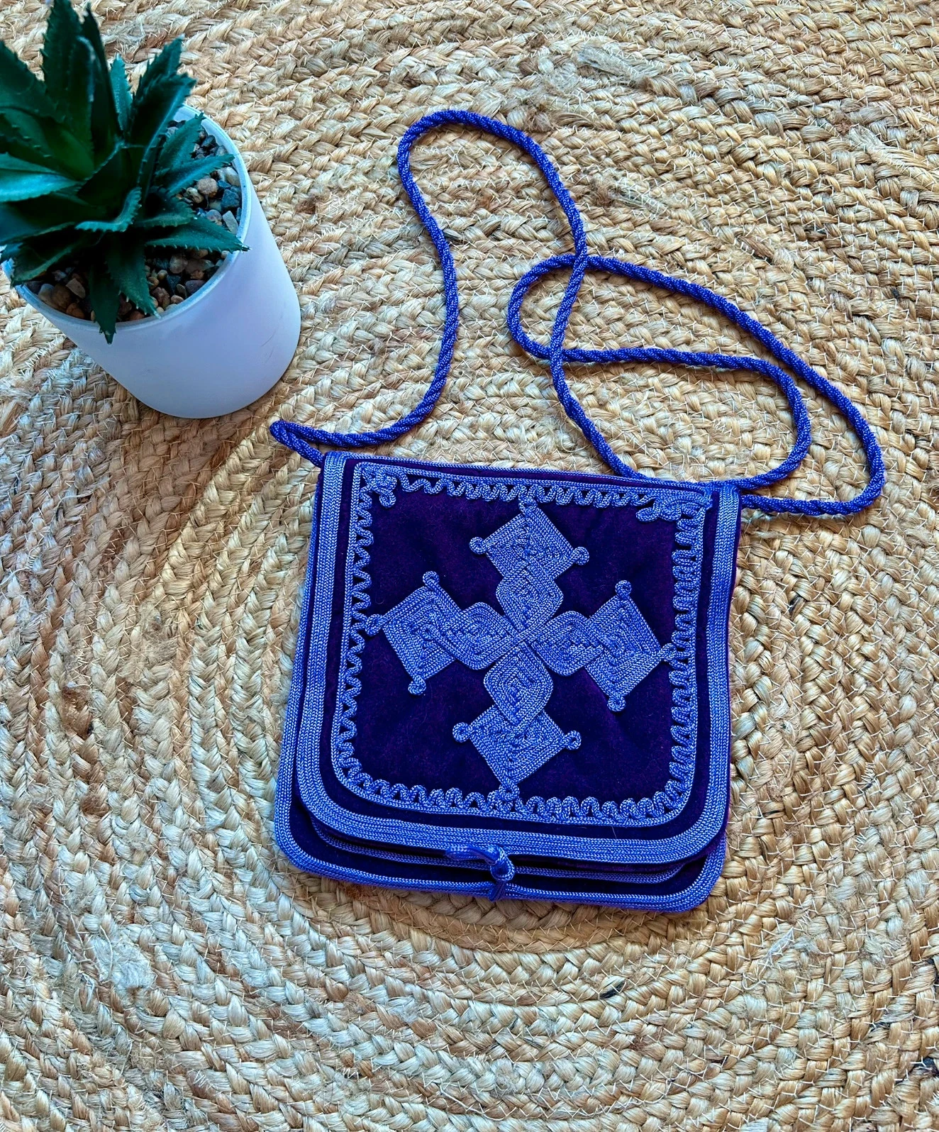 💜🪻Pochette velours violet bohème Vintage ethnique berbere Oriental velvet boho crossbody bag🪻💜 – photo 2
